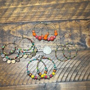 Target Orange and Red Beaded Hoop Earrings